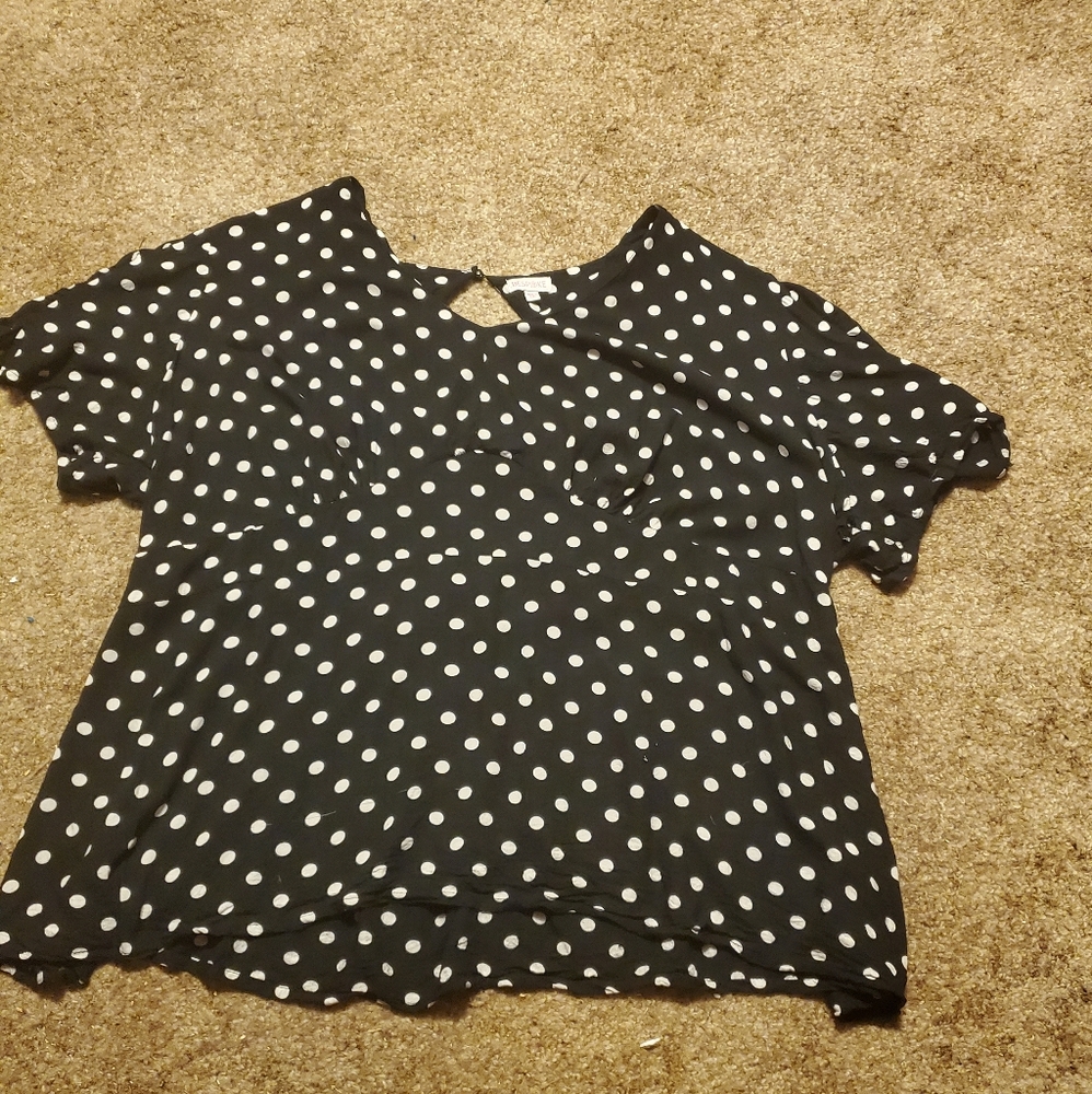 Simply Be Black and Cream Polka Dot Blouse